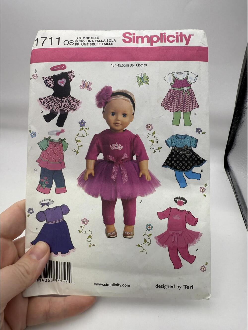 Simplicity 1711 OS Doll Clothes Sewing Pattern - 18" Doll Clothes